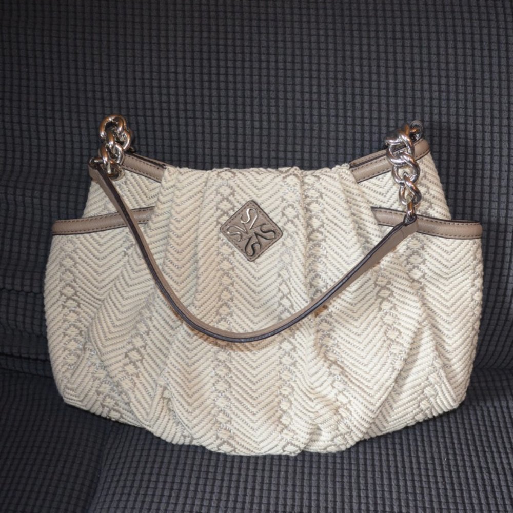 Simply Vera Vera Wang Faux Leather Trims Embroidery Shoulder Bag Purse 16'x10'
